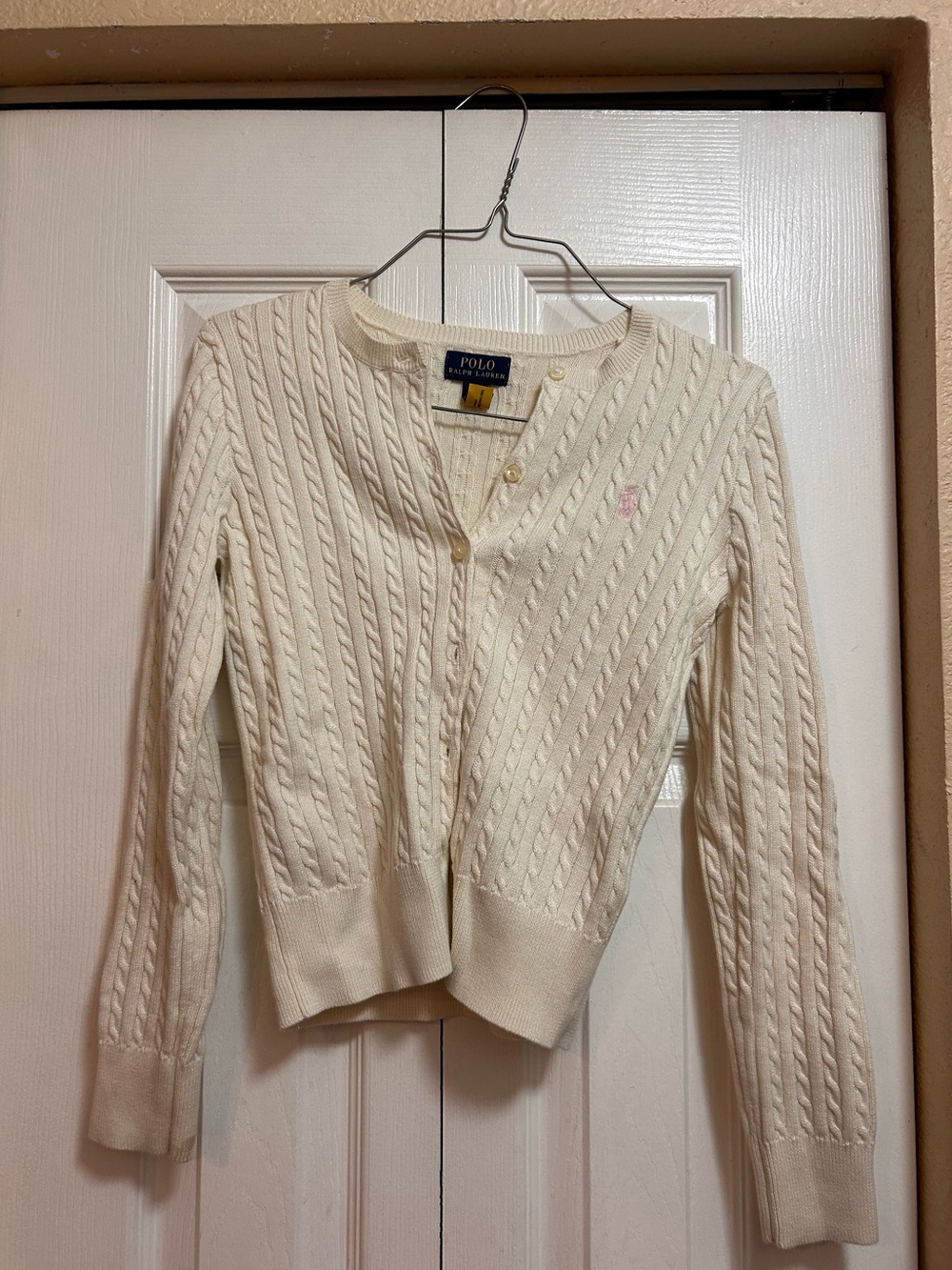 Polo by Ralph Lauren Ivory Cable-Knit Button-Front Cardigan